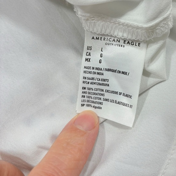 American Eagle AE Lace Inset Mini Dress Blue White Patchwork Womens Size Large - Picture 15 of 15